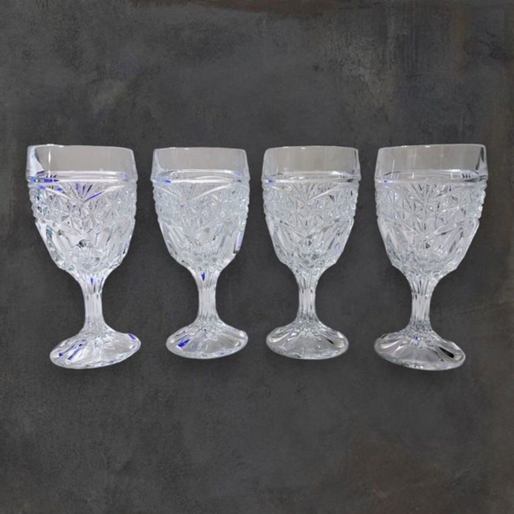 Crystal‎ D'Adriana Luna Set of 4 Clear Wine Water Glass Goblet Stemware 5.75"